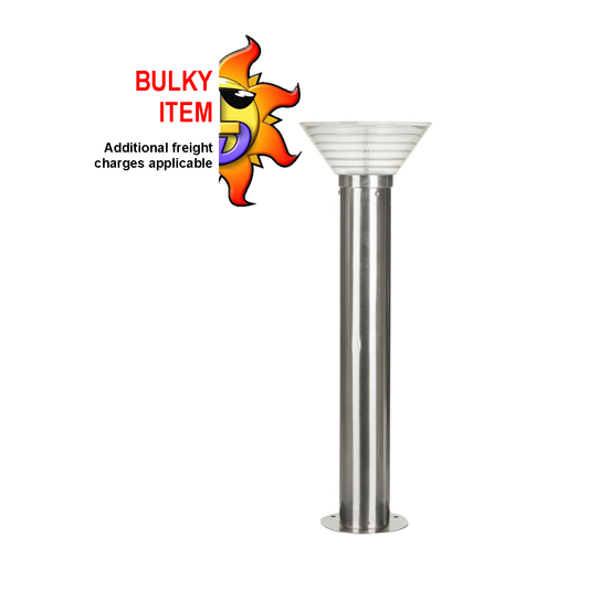 Stainless Steel commercial bollard light with LEDs and a solar panel