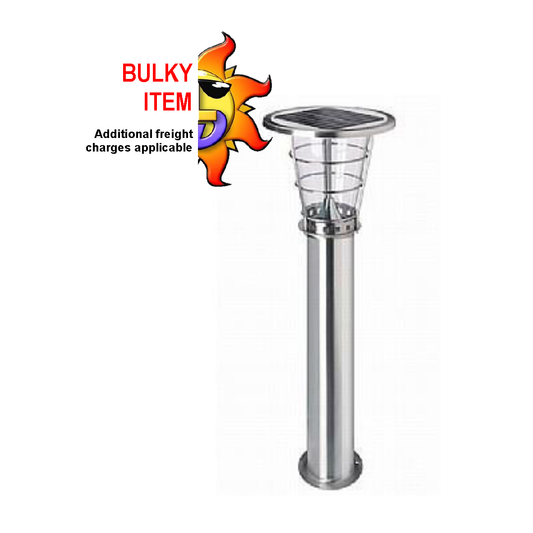 Stainless Steel commercial bollard light with LEDs and a solar panel