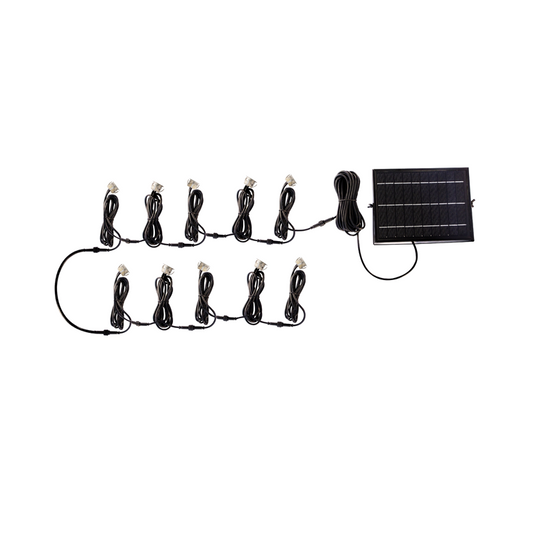 Solar deck light kit with solar panel and 10 lights