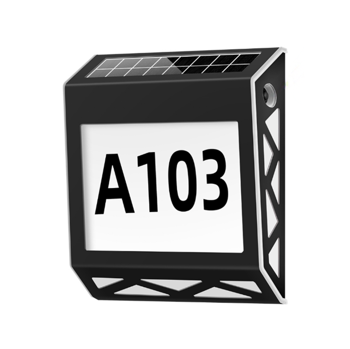Modern black stainless steel solar illuminated house number