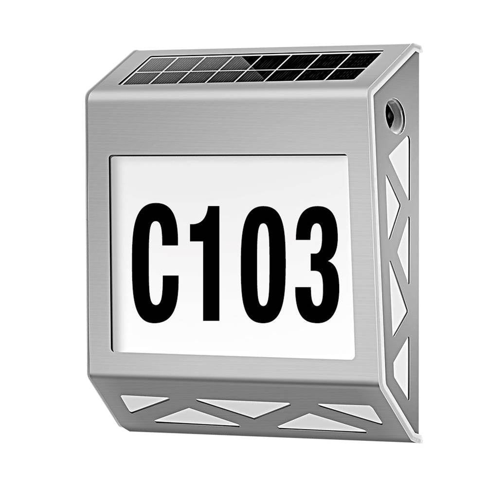 Modern stainless steel solar illuminated house number