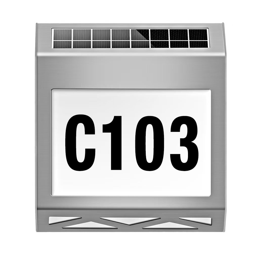 Modern stainless steel solar illuminated house number