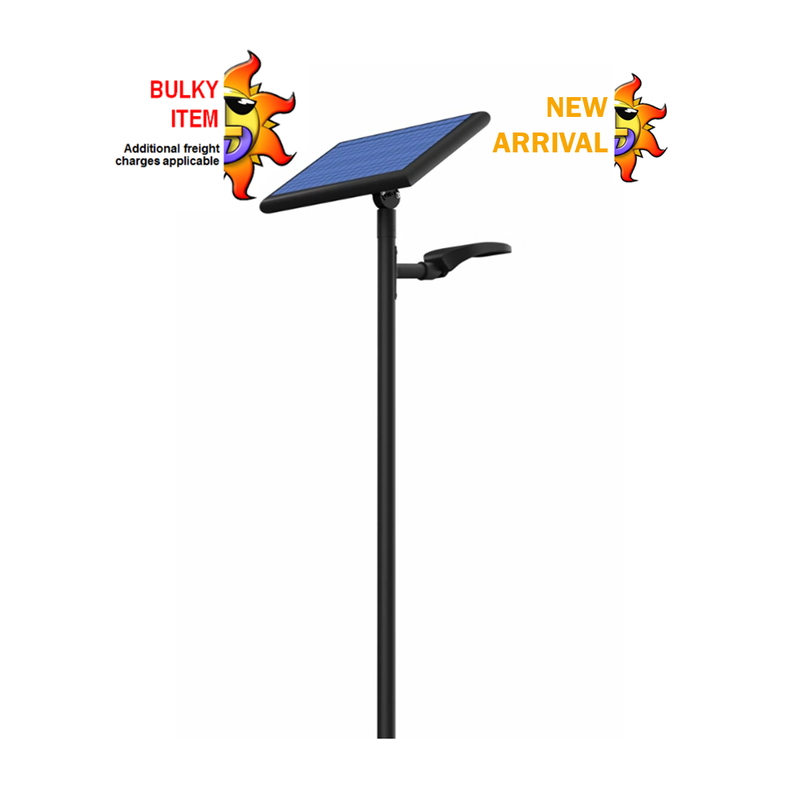 60w Street Light c/w 6m Pole + Solar Panel + Integrated Battery Pack