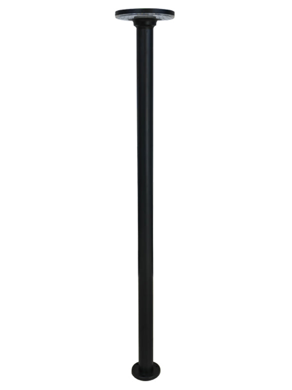 A black, vertical bollard to post light made of machined aluminium with a flat, circular top and base, designed for outdoor use.