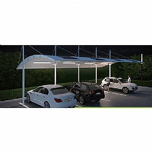 Solar batten lights installed on car park cover