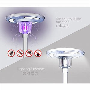 Solar-powered park light showing the light function and zapper function