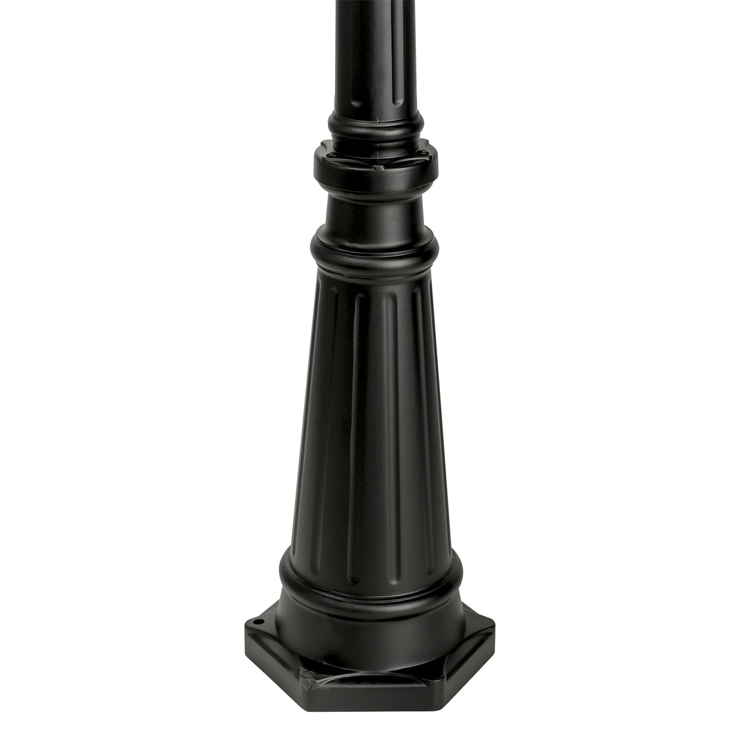 Base for traditional dual head solar post light made of die cast aluminium powder coated black