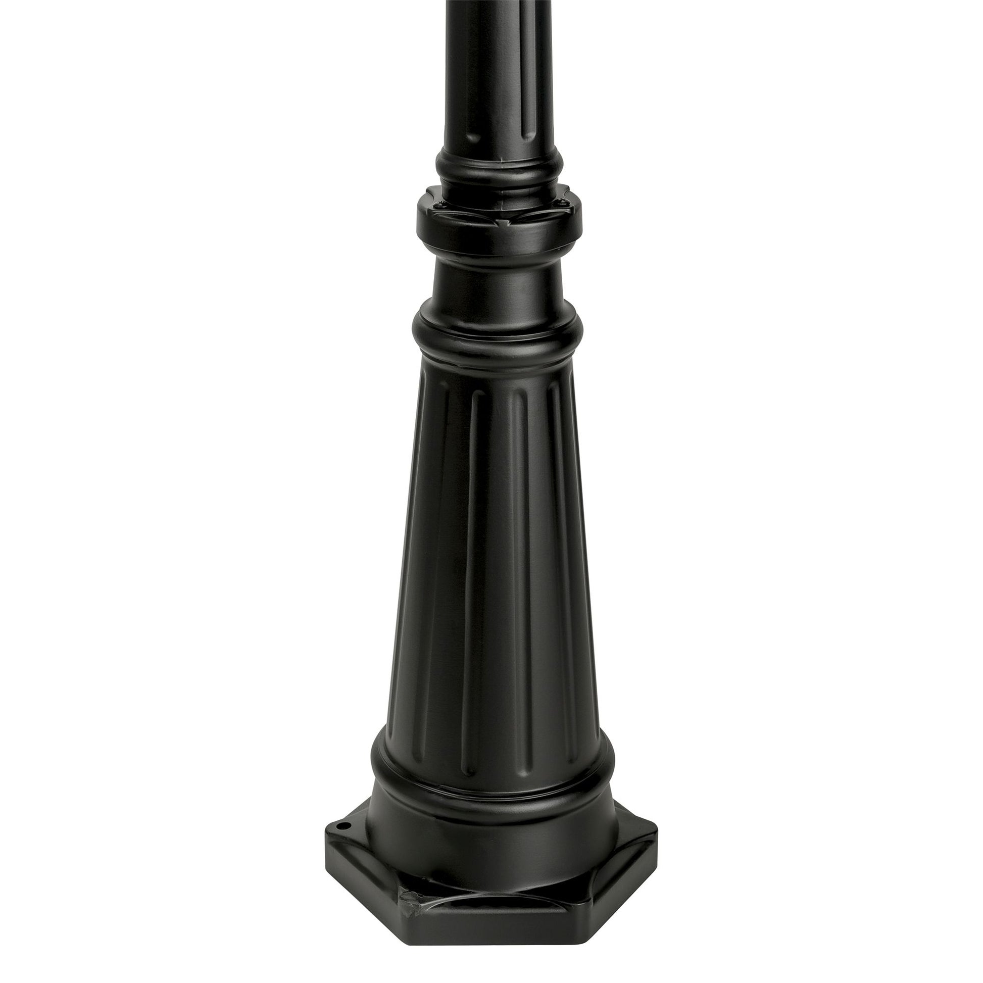 Base for traditional dual head solar post light made of die cast aluminium powder coated black