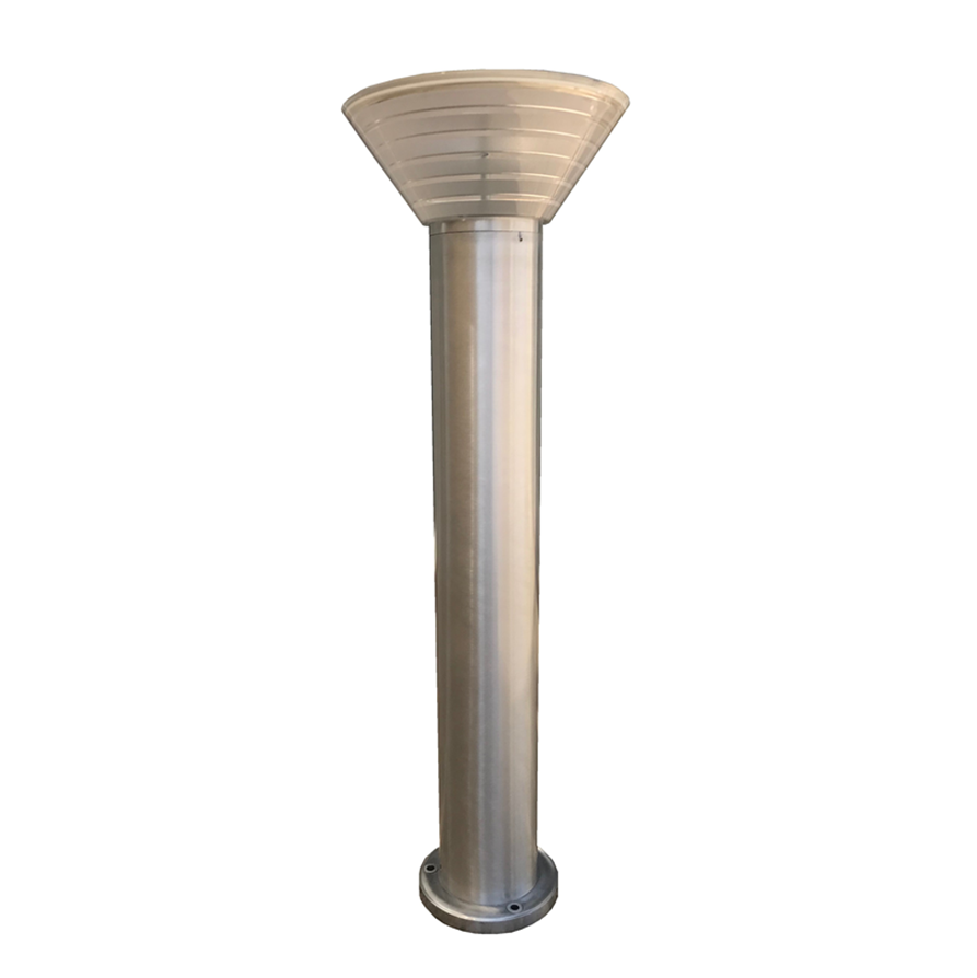 Aluminium commercial bollard light with LEDs and a solar panel