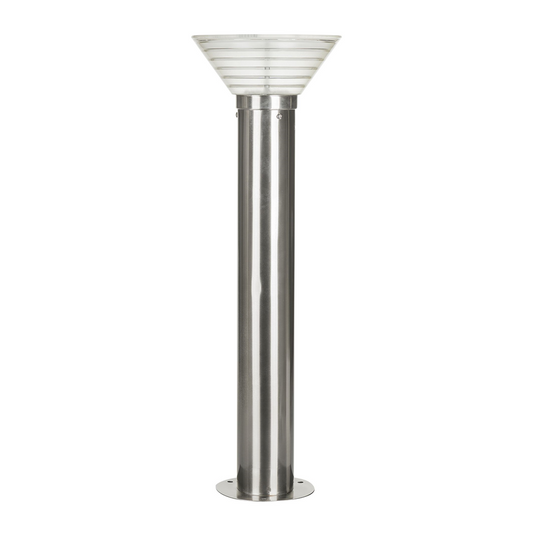 Stainless Steel commercial bollard light with LEDs and a solar panel