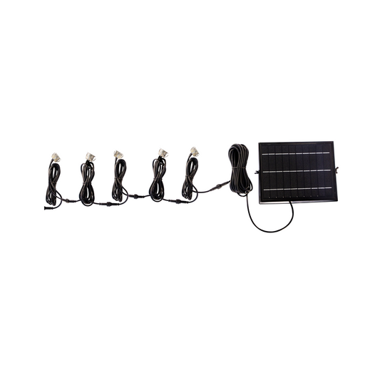 Solar deck light kit with solar panel and 5 lights