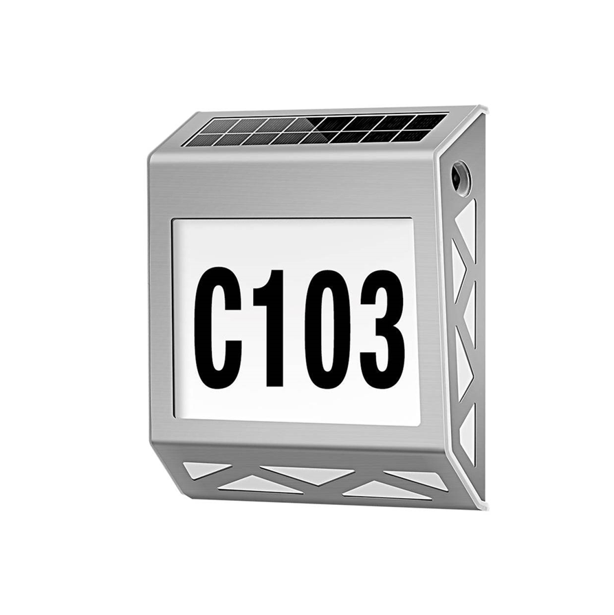 Modern stainless steel solar illuminated house number