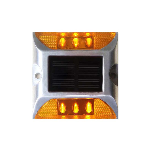 Solar powered LED road stud light in amber