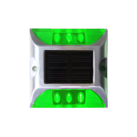 Solar powered LED road stud light in green
