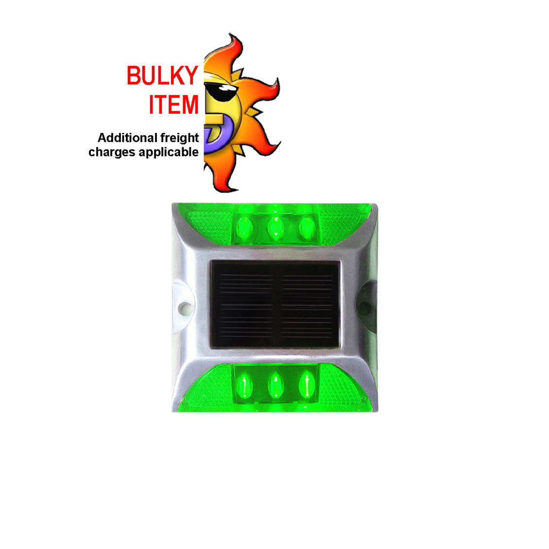 Solar powered LED road stud light in green