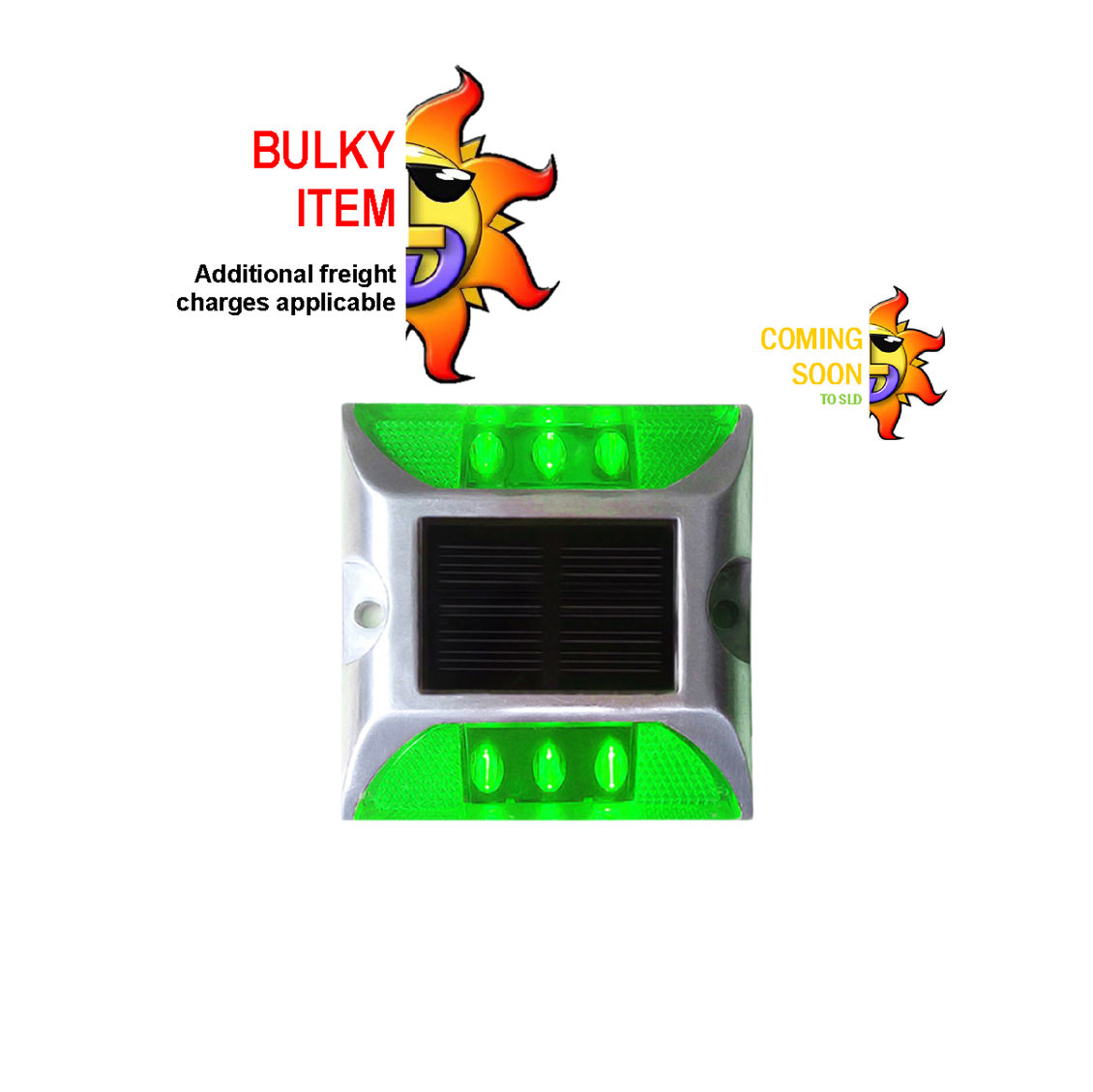 Solar powered LED road stud light in green