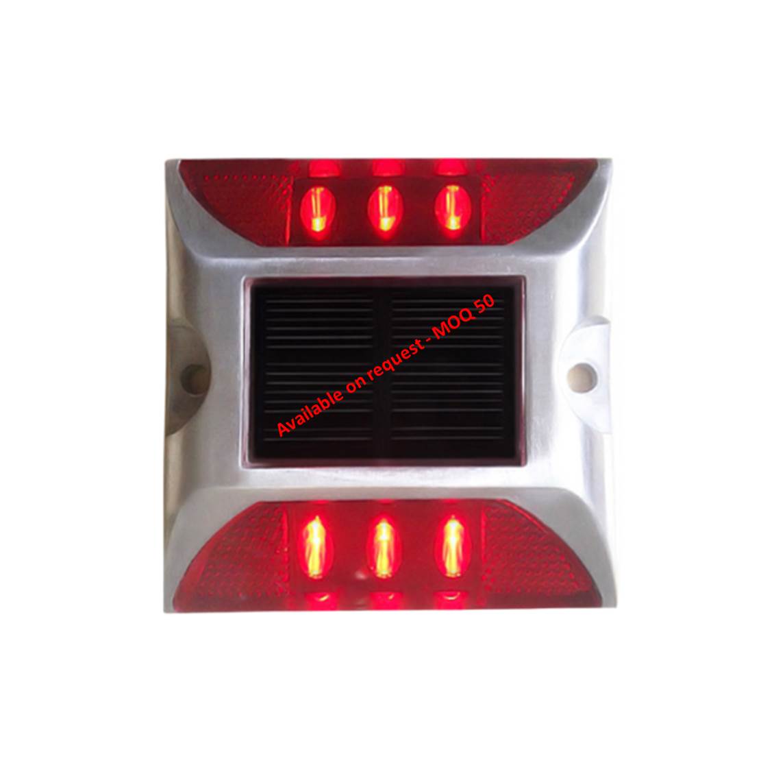 Solar powered LED road stud light in red