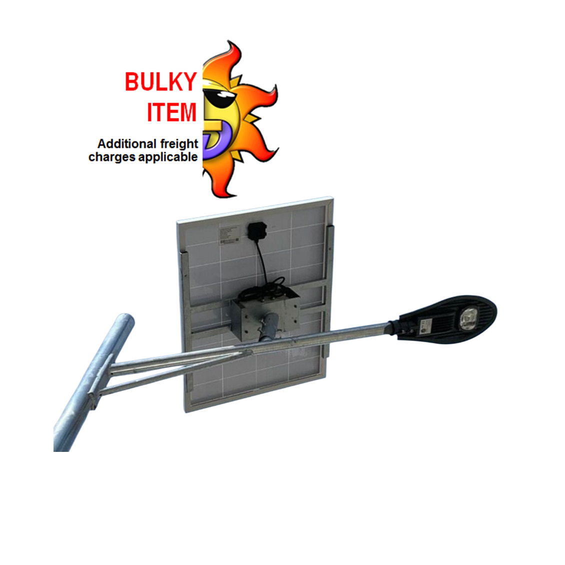 30W solar street light with solar panel and mounting brackets