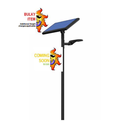 60w Street Light c/w 6m Pole + Solar Panel + Integrated Battery Pack