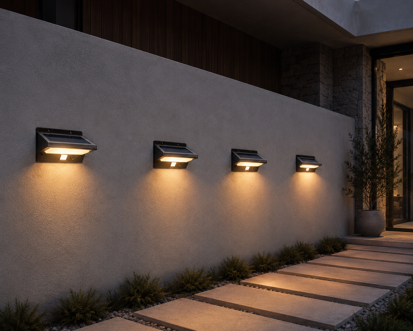 "Sleek" Wall Light w/PIR Sensor - Black