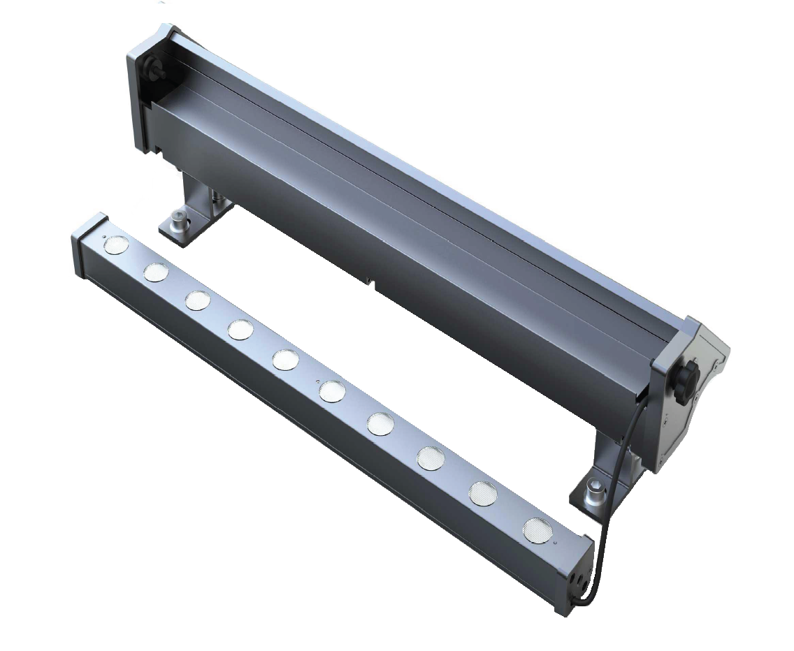 A 3W solar wall washer light with a built-in solar panel, designed for mounting on a surface