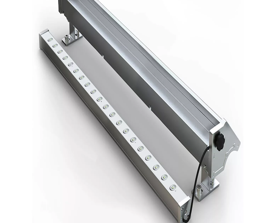 A 6W solar wall washer light with a built-in solar panel, designed for mounting on a surface