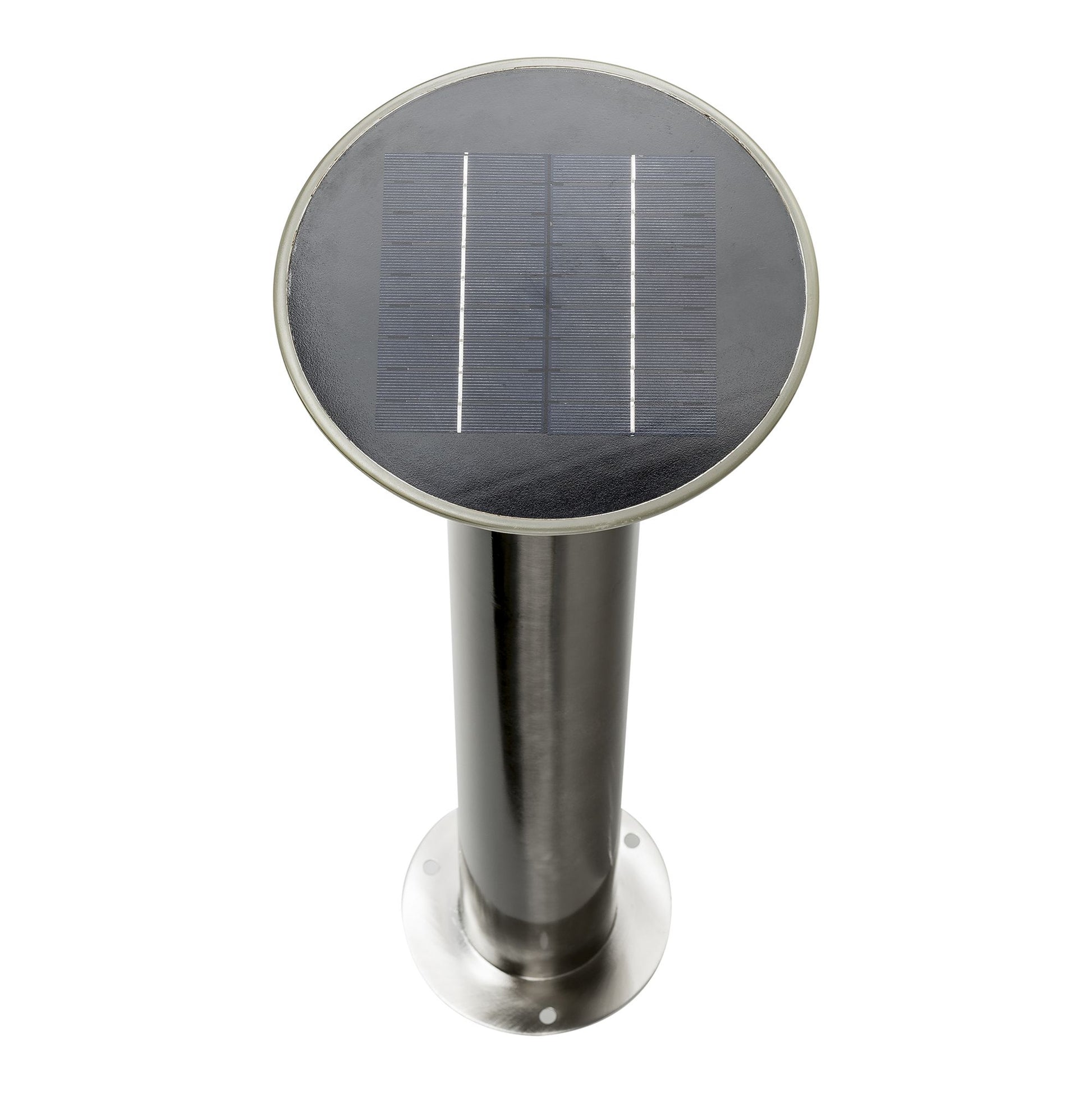 Stainless Steel commercial bollard light with LEDs and a solar panel