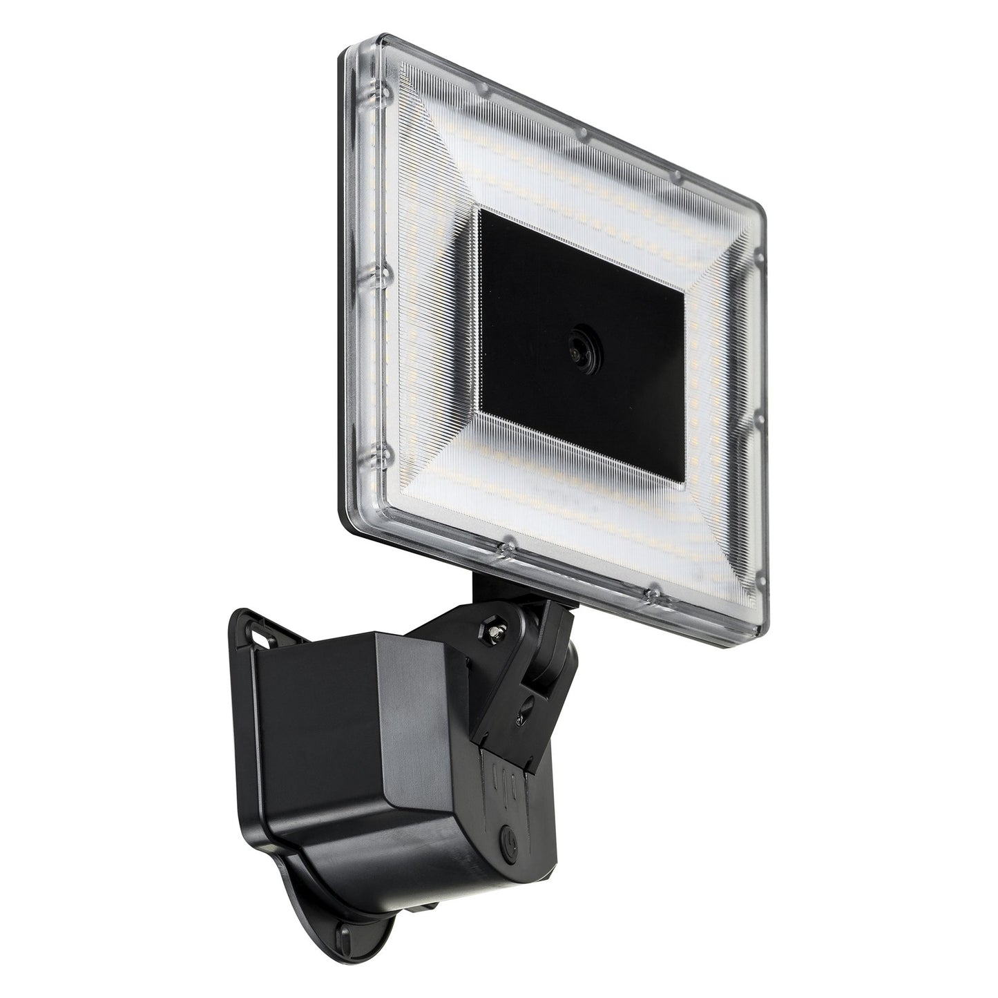Black solar flood light with an integrated security camera