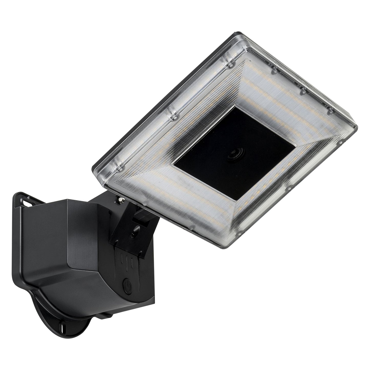 Black solar flood light with an integrated security camera