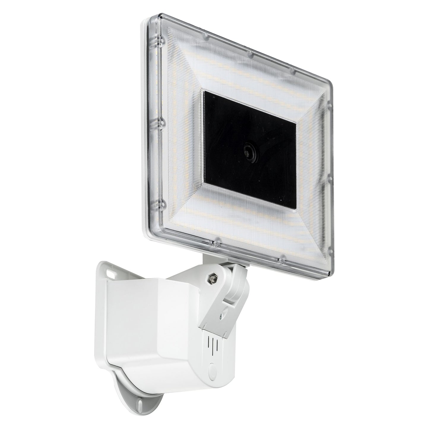 White solar flood light with an integrated security camera