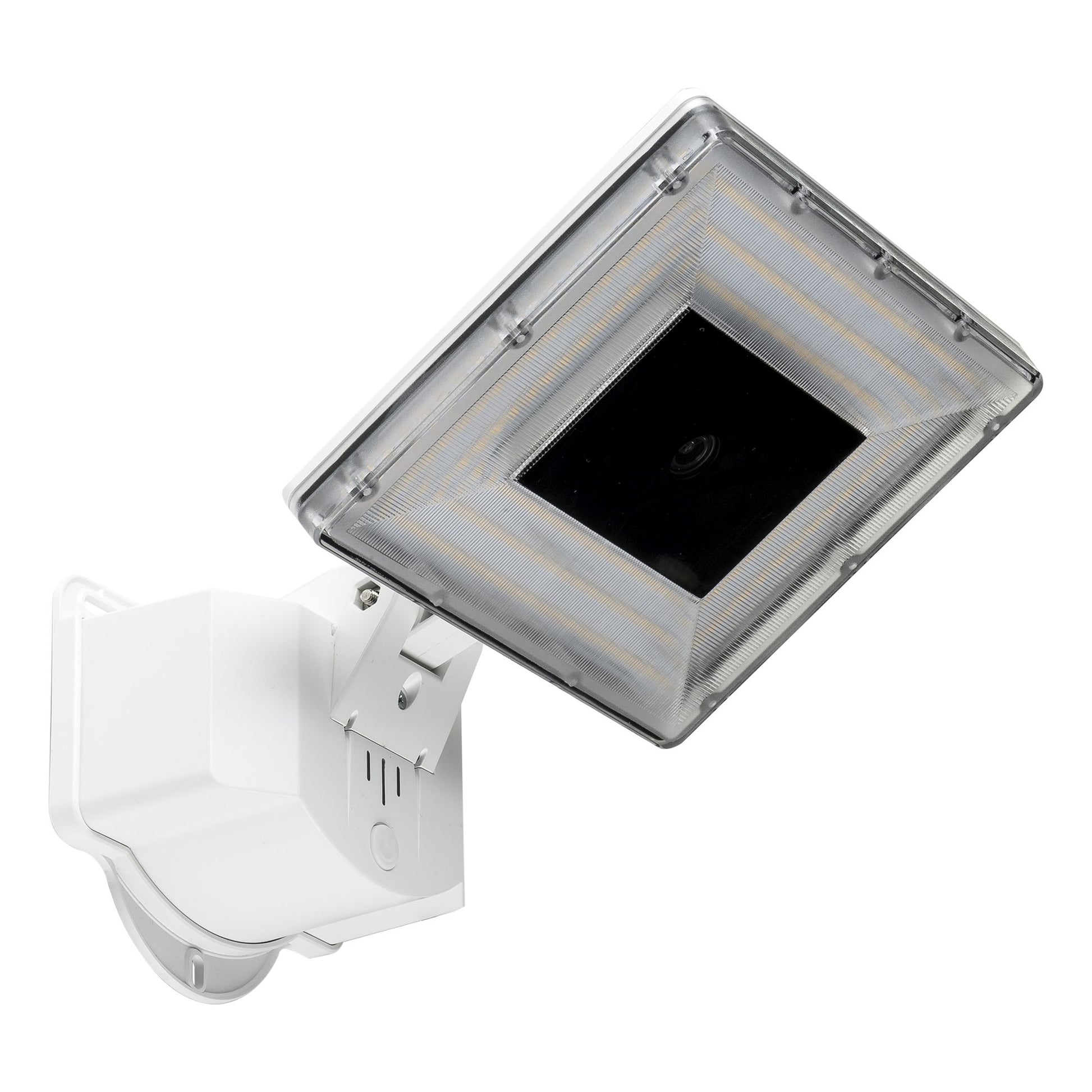 White solar flood light with an integrated security camera